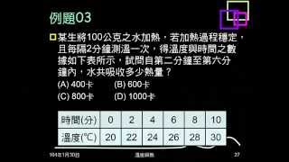 103學年複習溫度與熱05：停車暫借問01、例題03、練習05、06