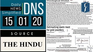 Daily News Simplified 15-01-20 (The Hindu Newspaper - Current Affairs - Analysis for UPSC/IAS Exam)