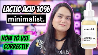 MINIMALIST LACTIC ACID 10% + HA 1% REVIEW | HOW TO USE CORRECTLY *non-sponsored* | MAITRAYEE HALDER