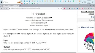 Codeforces Sheet 1 Problem P solving | First Digit | Sheet 1 Problem P problem solution,