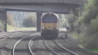 (HD) DB Schenker 67025 hauls a short DB Company Train at East Midlands Parkway - 27/9/13