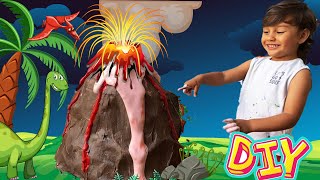 easy science activity for kids | AJ learns to make an ERUPTING VOLCANO!