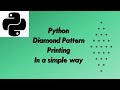 Diamond Pattern Printing Program -Stars in Diamond Shape | Python Programming Tutorial for Beginners