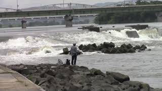 シーバス釣り、雨上がりの潮止め