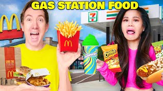 Eating Only GAS STATION FOOD vs McDonald's for 24 Hours!!
