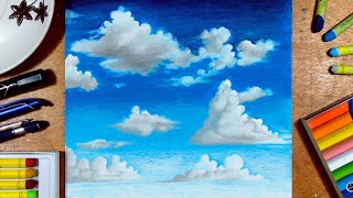 Drawing - Clouds using Oil Pastel | JamesArt