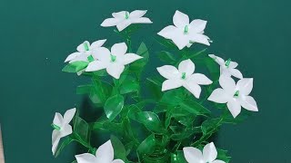 diy white petal flower made out of bleach bottle and soda bottle