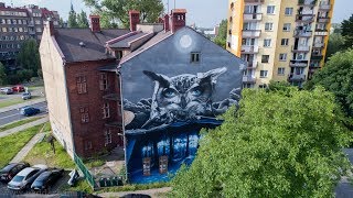 Murale Bielsko-Biała z lotu ptaka - Nad dachami