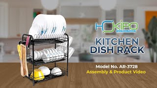 HOKIPO 3 Tier Metal Utensil Rack for Kitchen with Cutlery Holder (AR-3728)