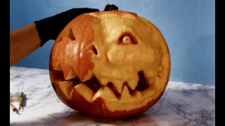 Halloween "two face" pumpkin time-lapse, ..traditional or not traditional? that is the question..