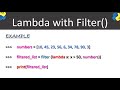Lambda Function with Map & Filter | Map Function | Filter Function | Python Tutorial For Beginners