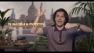 UNCHARTED interview - Tom Holland talks stunts, Spider-Man: No Way Home, Andrew Garfield, Oscars