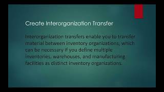 Create Interorganization Transfer