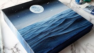 Aesthetic seascape painting on canvas | Easy acrylic painting tutorial for beginners