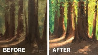 How to Paint a Forest with Strong Light - Oil Painting Tutorial