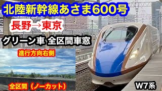 北陸新幹線あさま600号 4K グリーン車 長野→東京 全区間車窓（ノーカット）進行方向右側