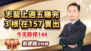 中視【價值型投資】20240520 #蔡慶龍：志聖上週五賺完3 根 在157 賣出今天跌停144 #中視 #中視新聞 #蔡慶龍 #價值型投資 #摩爾證券投顧