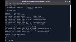 Python/tkinter menubar and menus
