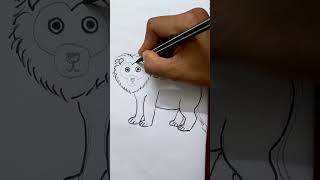 a lion drawing step by step  and colouring for kids. একটি সিংহ রং করা ও আঁকা হয়েছে /basic drawing