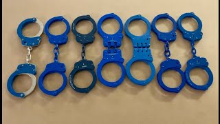 Every blue handcuff I own! A total of seven!