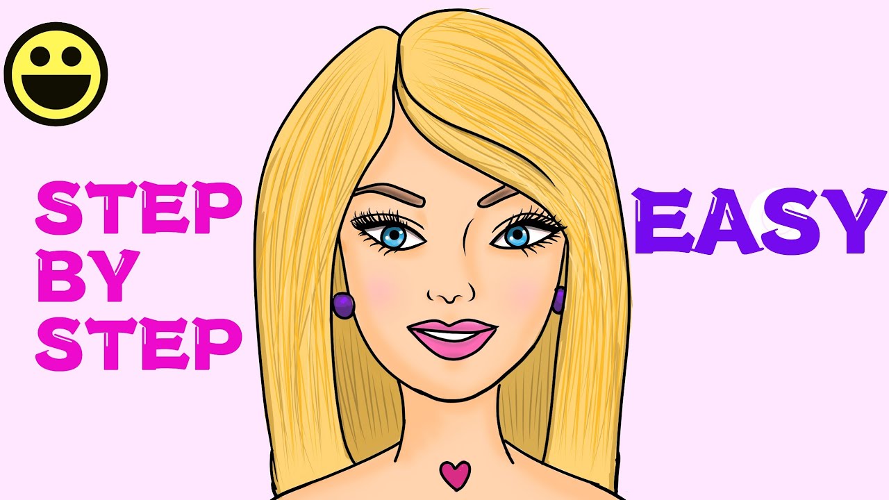 HOW TO DRAW AND COLOUR BARBIE EASY |STEP BY STEP | VERY EASY FOR ...