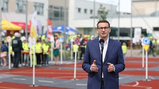 Mateusz Morawiecki - wypowiedź dla mediów o bezpieczeństwie drogowym w Bielisze