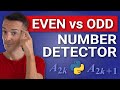 Example using Python “if-else” block | An even/odd number detector