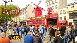 🇨🇵Paris France - Walking around Moulin Rouge, Rue des Abesses, Pigalle [4K UHD]