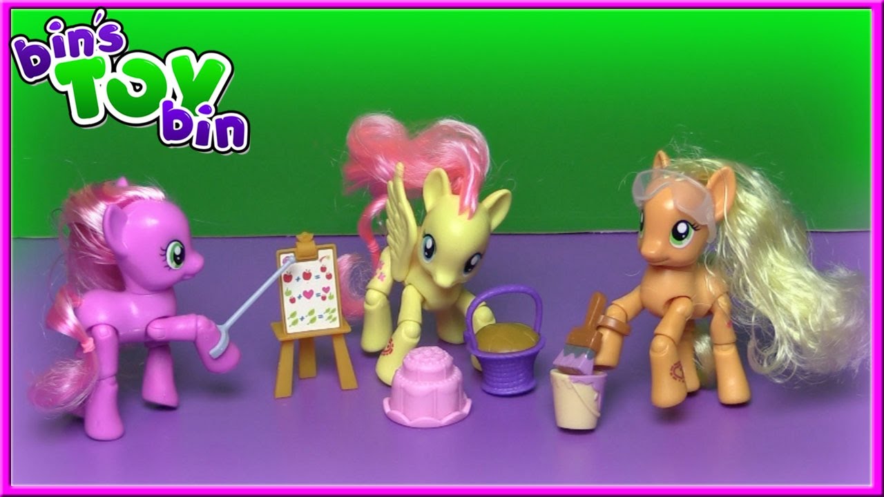 My Little Pony Fluttershy, Cheerilee, & Applejack Poseable Ponies | Bin ...