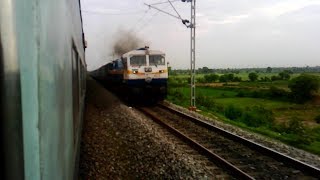 Smoke Emissive ET WDP-4D With SANGHAMITRA Express Crosses SARNATH EXPRESS