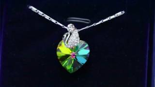 18mm VM綠光 施華洛世奇水晶心形項鍊, 韓國水晶首飾批發 http://ivannajewellery.com