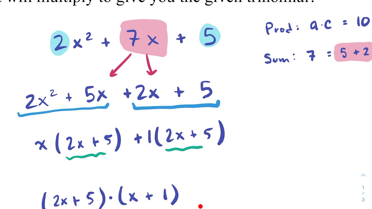 Nam Academy: Factoring Trinomials By Grouping - YouTube