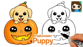 How to Draw a Puppy Dog Easy 🎃 Cute Halloween Art