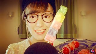 [Sub]果物寒天飴\u0026リンゴ飴の咀嚼音 Japanese fruit agar candy\u0026Candy apple Eating sounds