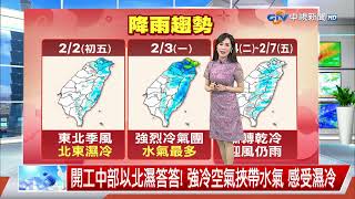 【婷育氣象報報】初四晚間鋒面通過 各地天氣不穩 攜帶雨具備用│中視晚間氣象 20250201