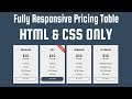 Responsive Pricing Table - HTML and CSS Only (HTML CSS TUTORIAL)