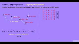 Interpolating Polynomials Lagrange Matrix System Example