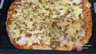 Homemade Chicken Nugget Pizza | Pizza Dough Recipe | HOW TO MAKE PIZZA AT HOME | Recipes With Zahra