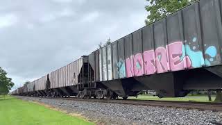 Loaded phosphate train CSX B205 northbound through Carlisle OH. 10:58am