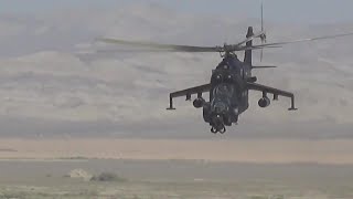 Azerbaycan Hava Kuvvetleri’ne ait helikopterler, eğitimlerde muharebe atışları gerçekleştirdi