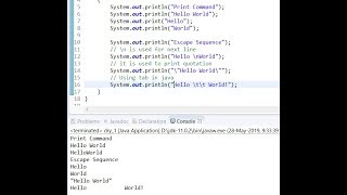 Printing in Java | Escape Sequence in Java | Subscribe