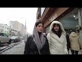 iran walking tour in the snowy days in north of tehran ایران