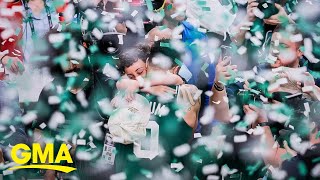 Jayson Tatum and son Deuce have emotional embrace after Celtics win NBA Championship