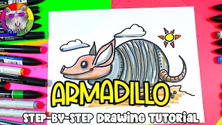 Draw an Armadillo! Cartoon Armadillo Drawing Tutorial Art Lesson for KIDS!