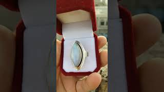 خاتم فاخر من حجر القمر مميز طبيعي 100%   Moonstone