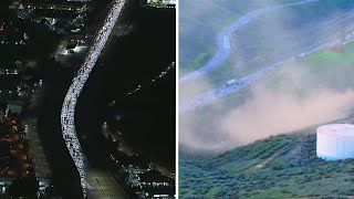 Traffic grows on major SoCal freeway after gas leak shuts down all mainlanes