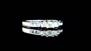 Three Stone Princess Cut Diamond Engagement Ring 1/4 Carat (ctw) in 14K White Gold | MyJewelryBox