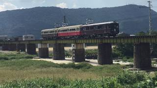 琴電レトロ電車特別運行 2019.914撮影 榎井→羽間 土器川橋梁を渡るレトロ電車3輌編成