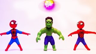 ¡Spiderman, Hulk y Rayo McQueen se divierten bailando disco! | Play-Doh Stop Motion