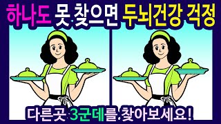 【틀린그림찾기 /치매예방퀴즈】접시 두 개를 들고 있는 소녀 그림【다른그림찾기 /숨은그림찾기】488번